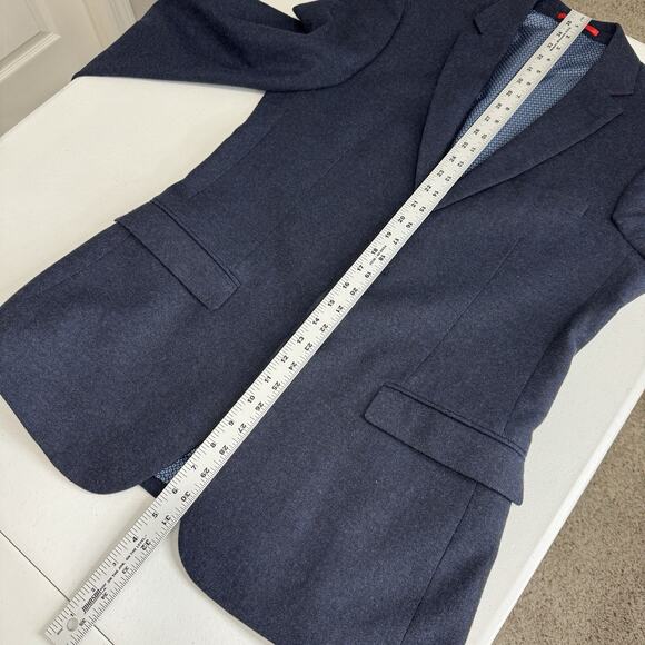 DoBell Mens Blazer UK 38R Blue Wool Tweed Slim Sport Coat Suit Jacket Career - Picture 6 of 12
